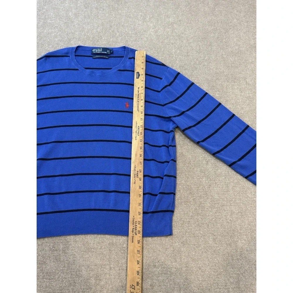 Polo Ralph Lauren Pima Cotton Italian Yarn Knit Sweater Blue Pullover Large